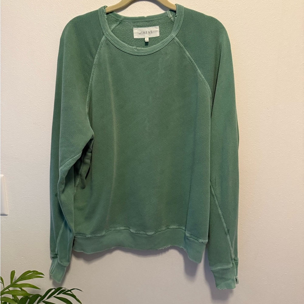 THE GREAT. Green Crewneck Top